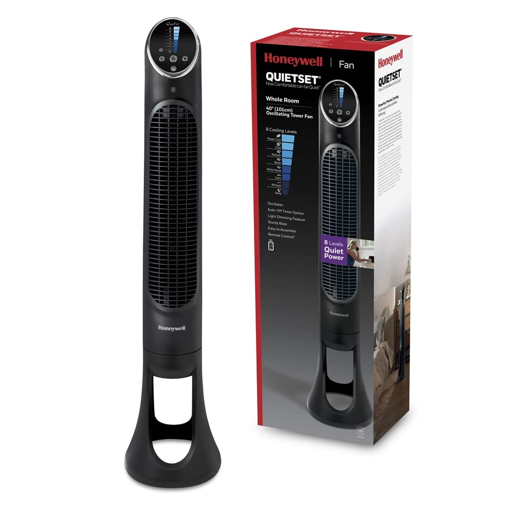Honeywell QuietSet Tower (8 speed settings, 80° oscillation, timer function, remote control, dimming options) HYF290 - HYF290E4