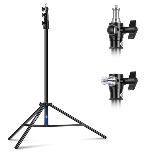 NEEWER 2.8m light stand, air-cushioned heavy duty metal tripod for ring light photography lamps with 1/4" to 3/8" screw adapter and 3-way interfaces, load capacity: 2.5kg, ST-280AC