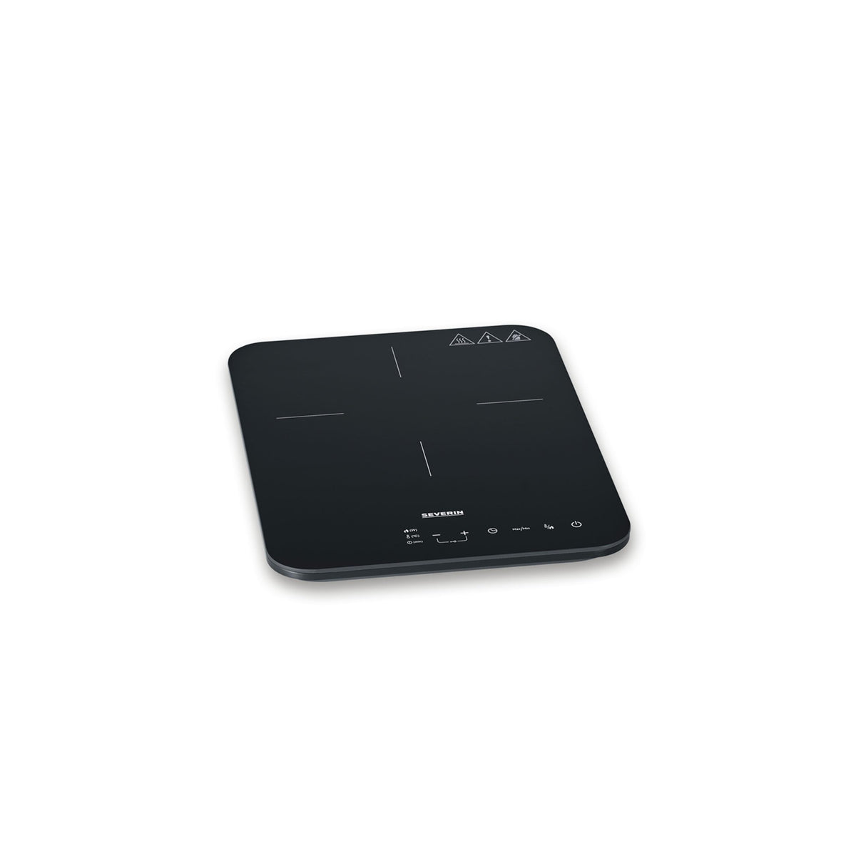 Severin induction hob, matt glass ceramic hob, scratch-resistant, 10 power levels, touch display, timer function, signal tone and automatic switch-off, single, 2,000W, black, glass, KP 1032