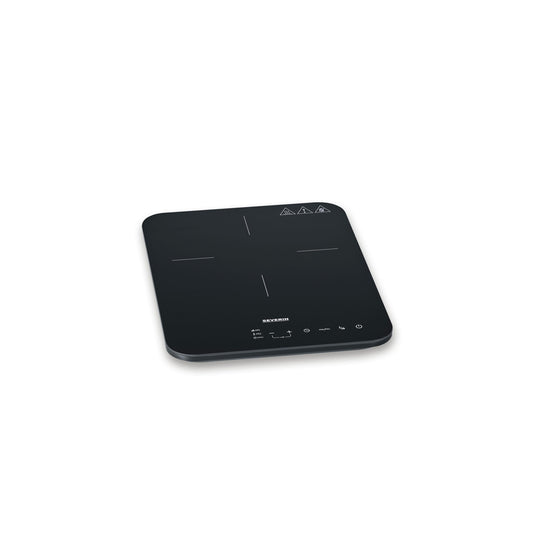 Severin induction hob, matt glass ceramic hob, scratch-resistant, 10 power levels, touch display, timer function, signal tone and automatic switch-off, single, 2,000W, black, glass, KP 1032