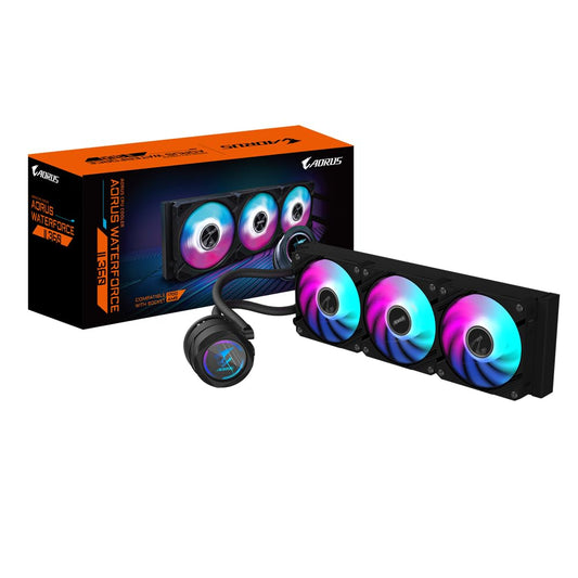 GIGABYTE AORUS WATERFORCE II 360 AIO Răcitor CPU cu lichid - 3x120mm ventilatoare ARGB, mecanism de blocare prin glisare, Daisy-Chain, compatibil cu Intel LGA 1851 și AMD AM5 - GP-AORUS