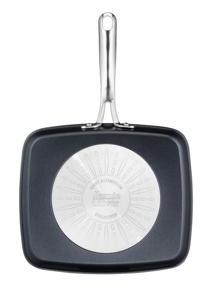 Tefal Jamie Oliver Cook's Classics Grill Pan 23x27 cm, non-stick coating, ribbed cooking surface, induction compatible, oven safe, riveted handle, E2454144