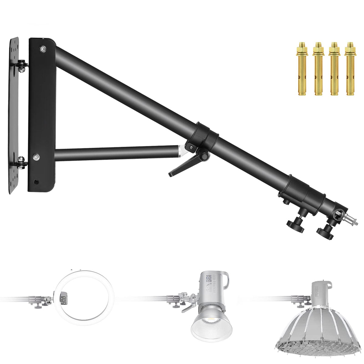 NEEWER triangle boom arm for wall mounting for photo light and flash - WB-1250-1