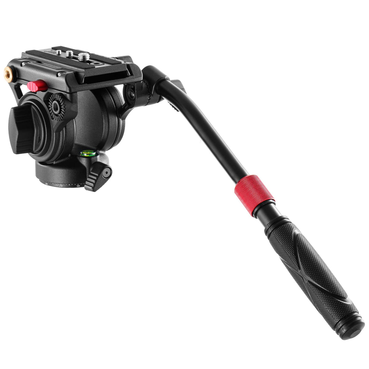 NEEWER Video Tripod Fluid Head with Quick Release Plate, compatible with Manfrotto, telescopic handle & panorama scaled base (⌀55mm), max. load 13.2lb/6kg, high load capacity for DSLR video cameras, GM001