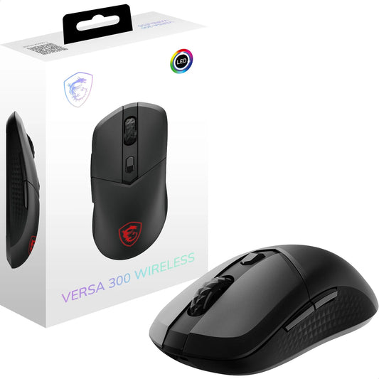 MSI Versa 300 Wireless Gaming Mouse – senzor optic de 8000 DPI, rată de polling de 1000 Hz, simetrică, 30M+ clicuri, 6 butoane, baterie de 50 de ore, latență de 1 ms, 60 g – cablat/fără fir - S12-4301260-CLA