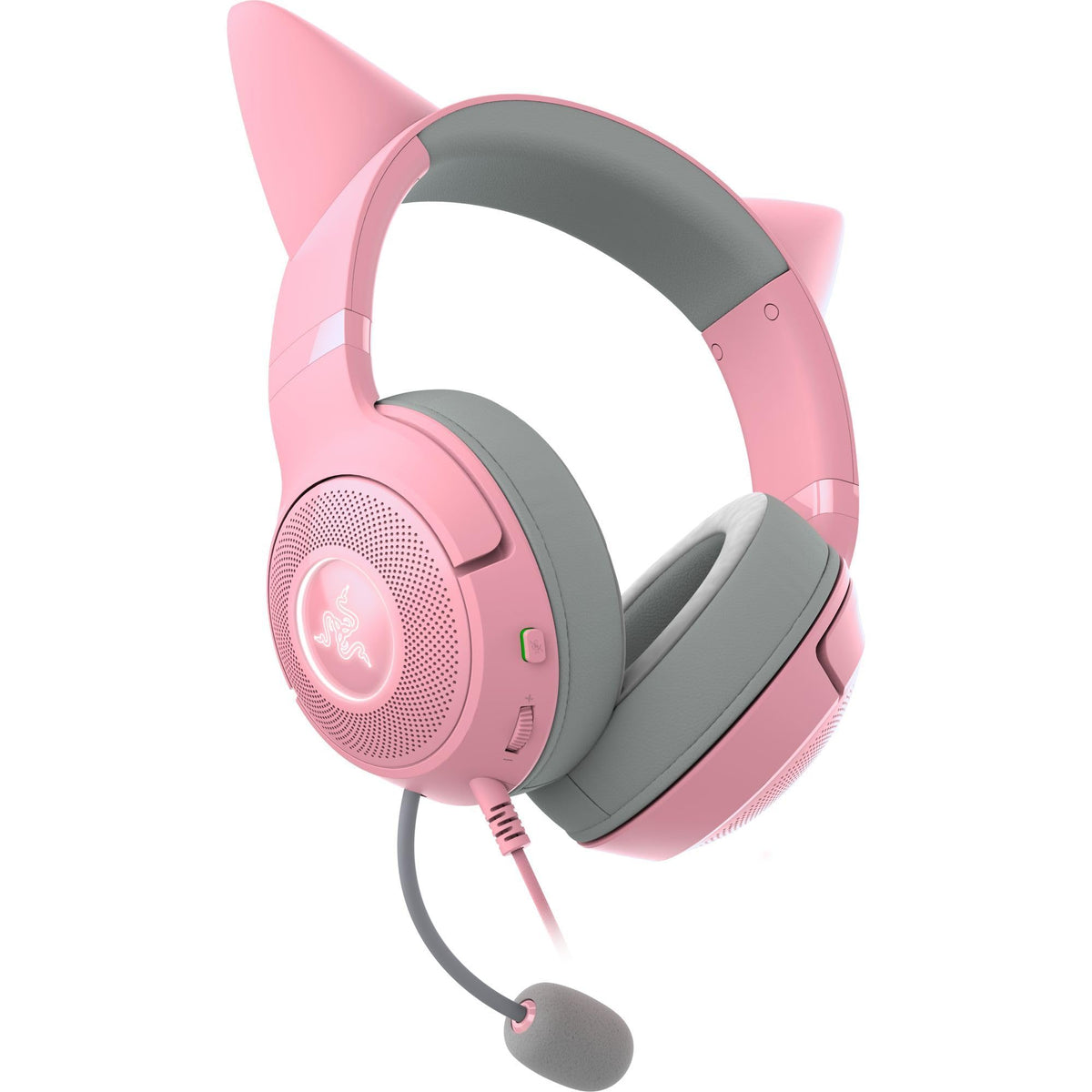 Razer Kraken Kitty V2 - Cască RGB cu fir cu urechi de pisică (Iluminare reactivă pentru streaming, microfon HyperClear, drivere Triforce de 40mm, sunet surround 7.1) Quartz - RZ04-04730200-R3M1
