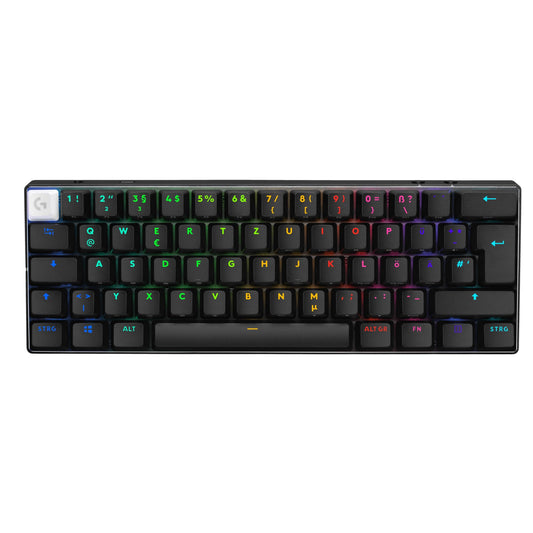Logitech G PRO X 60 Lightspeed Wireless Gaming Keyboard, ultra-compact mechanical 60%-TKL keyboard, LIGHTSYNC RGB, Doubleshot PBT keycaps, optical tactile switches, Windows PC, QWERTZ DE - Black - 920-011905