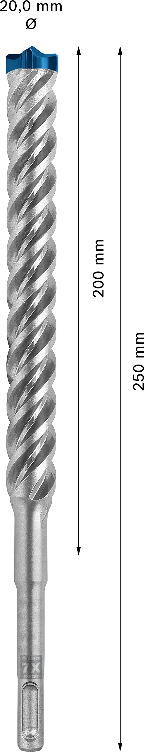 Bosch Professional 1x Expert SDS plus-7X Burghiu cu ciocan (pentru beton armat, Ø 20,00x250 mm, Accesorii pentru ciocanul de găurit) - 2608900142