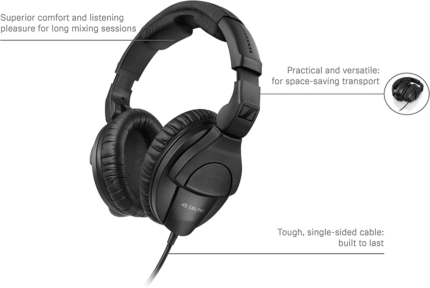 Sennheiser HD 280 PRO Closed Over-Ear DJ & Monitoring Headphones
