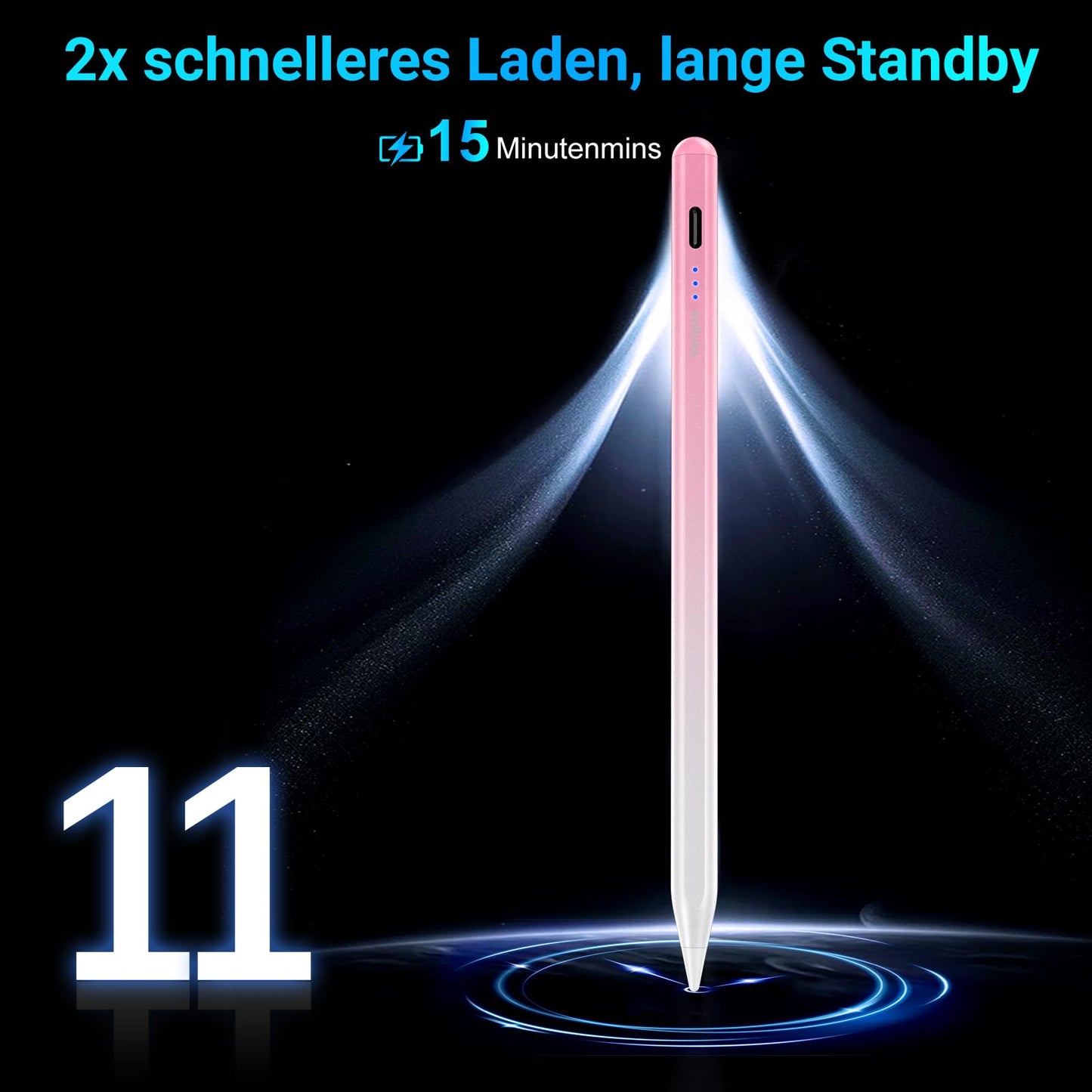 Pen for iPad 2018-2026, 2X Fast Charge Palm Rejection-Gradient Purple - V