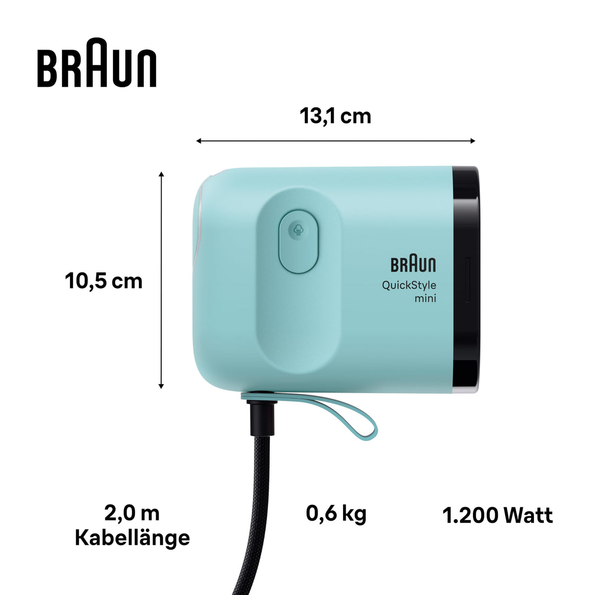 Braun QuickStyle mini - Steam Iron, up to 20 g/min steam output, Green - GS1051GR