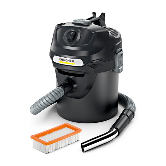 Kärcher Ash Vacuum AD 2, rated power consumption: 1000 W, metal container: 14 l, suction hose: 1.2 m, integrated filter cleaning, flat pleated filter, metal coarse dirt filter - 1.629-711.0