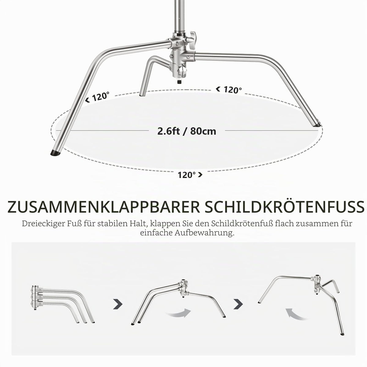 Suport NEEWER C cu braț cu braț Pro 100% oțel inoxidabil, max 10,8 ft/330 cm - SC320AC