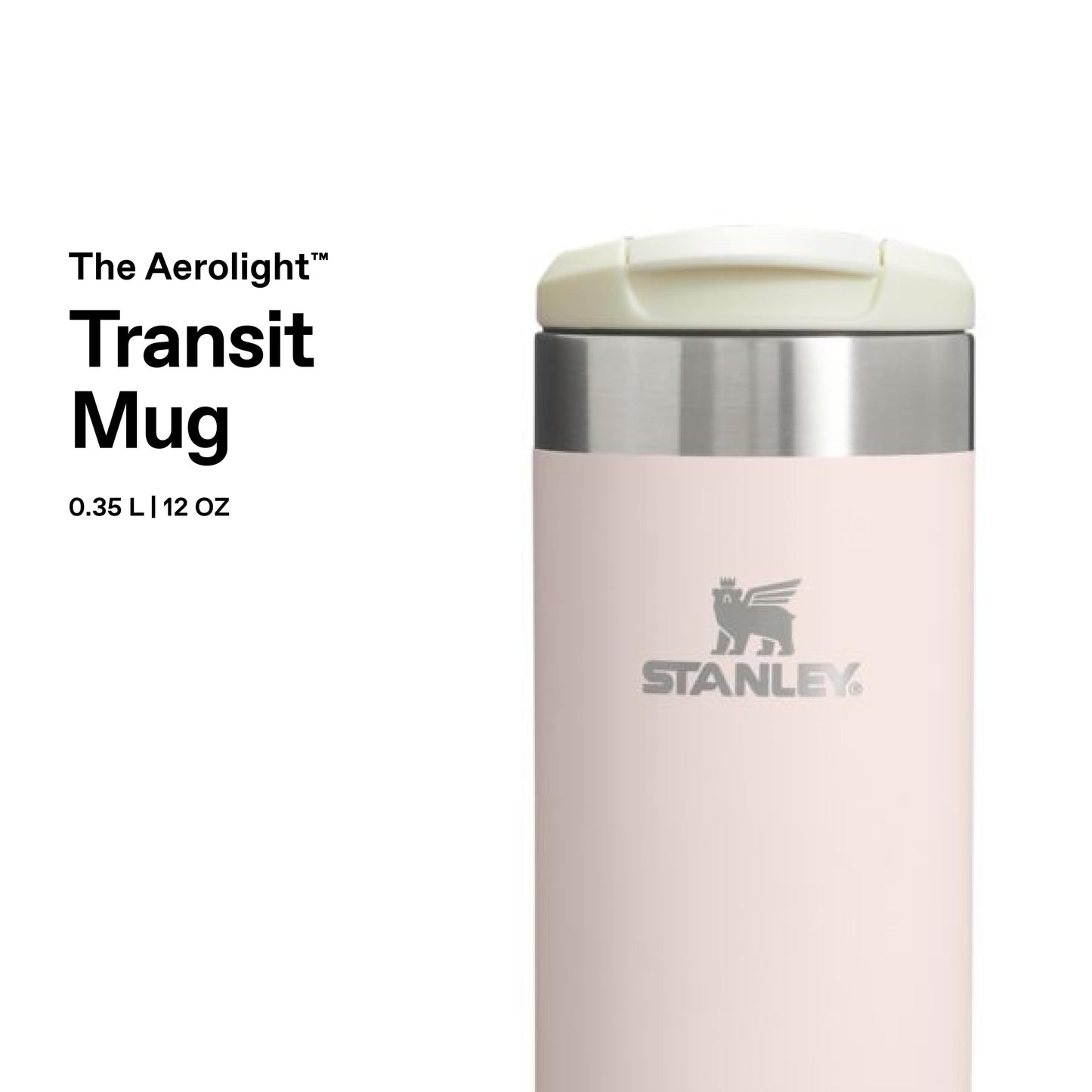 Stanley 1913 Aerolight Transit Thermo Mug 0.35L - Keeps Hot for 4 Hours - Dishwasher Safe - Coffee Mug To Go Leak-Proof - Compatible with Common Car Drink Holders - Rose - 100000108129