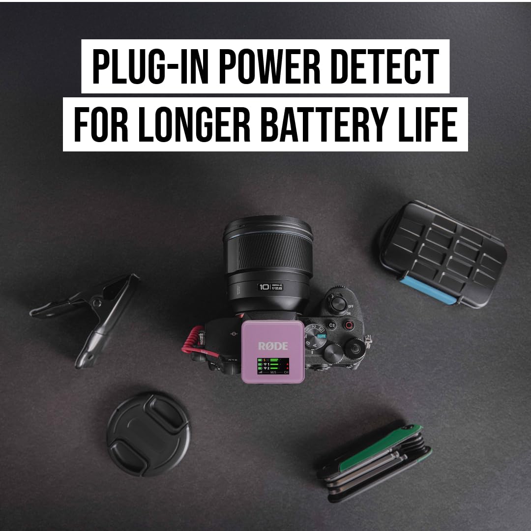 RØDE Wireless GO (Gen 3) – Compact wireless microphone – Crystal clear sound, 32-bit float recording, automatic level control, for phones, cameras, and computers (Lilac) - WIGOGEN3LIL
