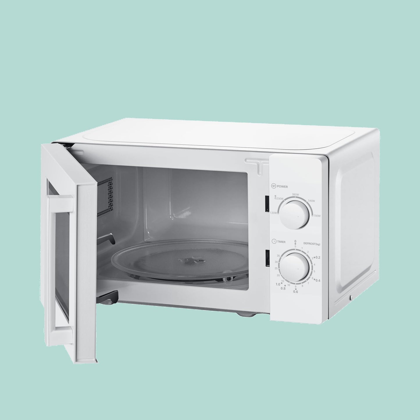 Comfee CMSN 20 wh microwave / solo microwave with 5 power levels / interior lighting / easy defrost / 360° turntable / two rotary controls / 20L / 700W / white, mechanical