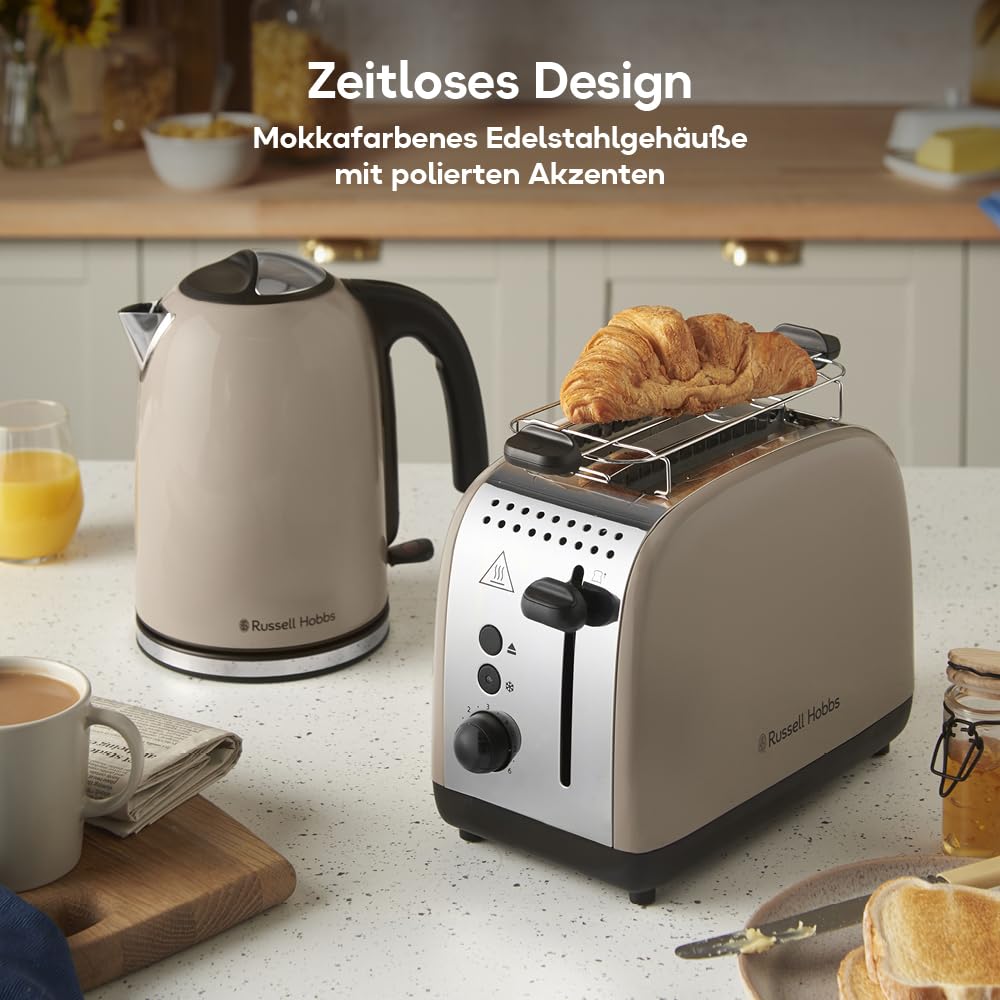 Russell Hobbs Toaster Colours Plus, Mokka, 2-Slice, Stainless Steel, 1100W - 26931-56