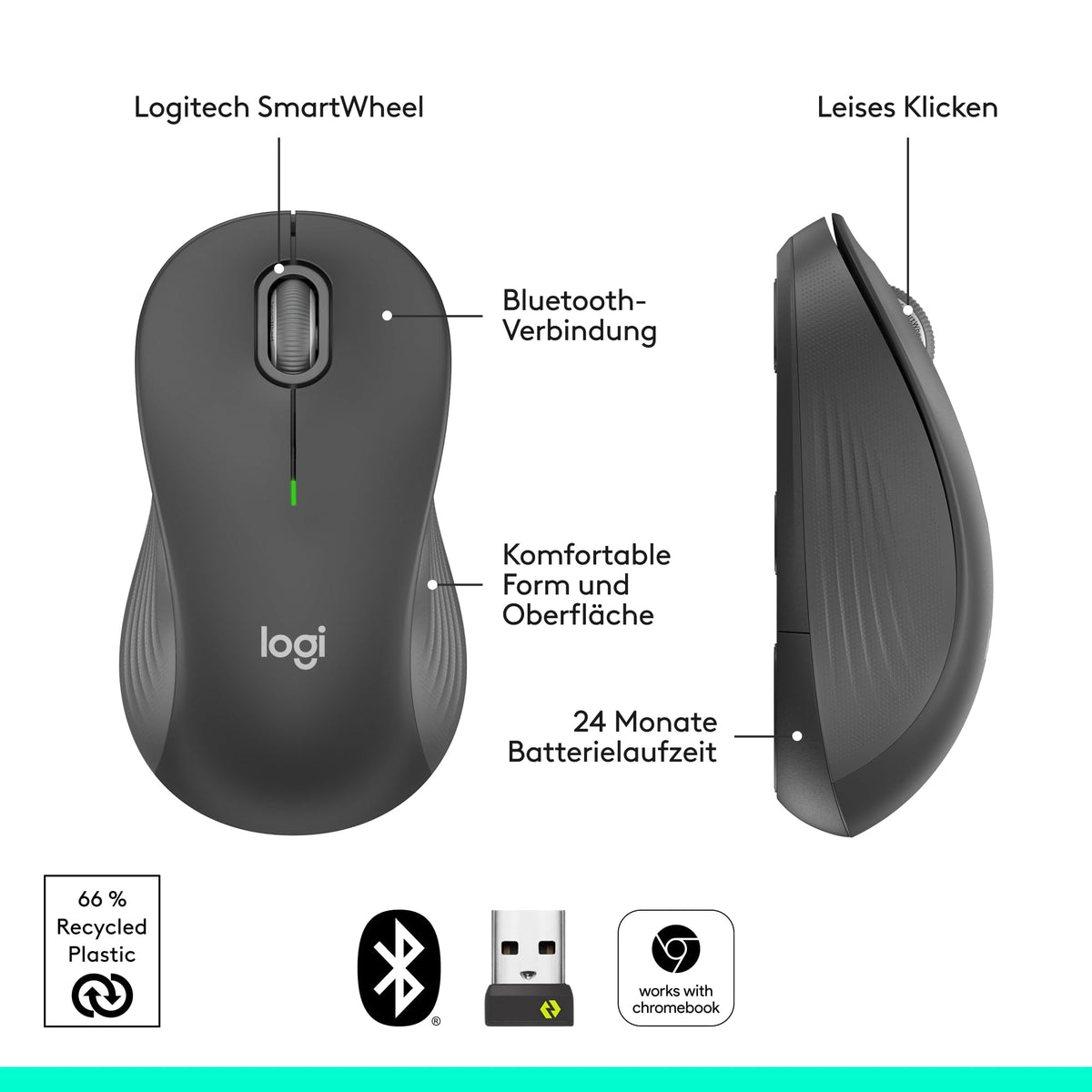 Mouse fără fir de dimensiune completă Logitech Signature M550L - 910-007187