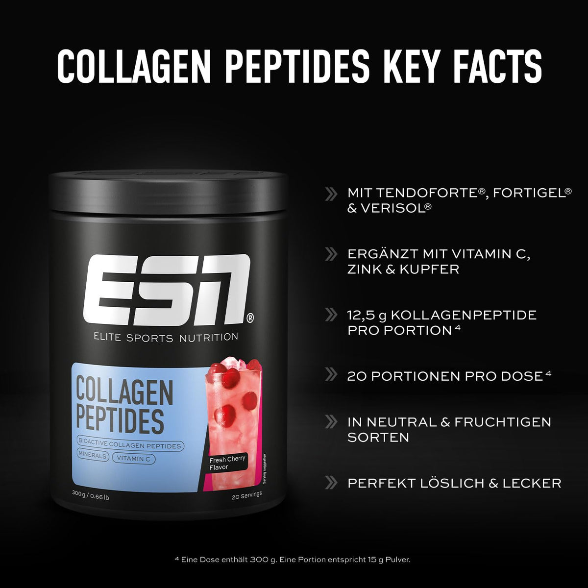 ESN Collagen Peptides, 300 g Cireș proaspăt - 10828