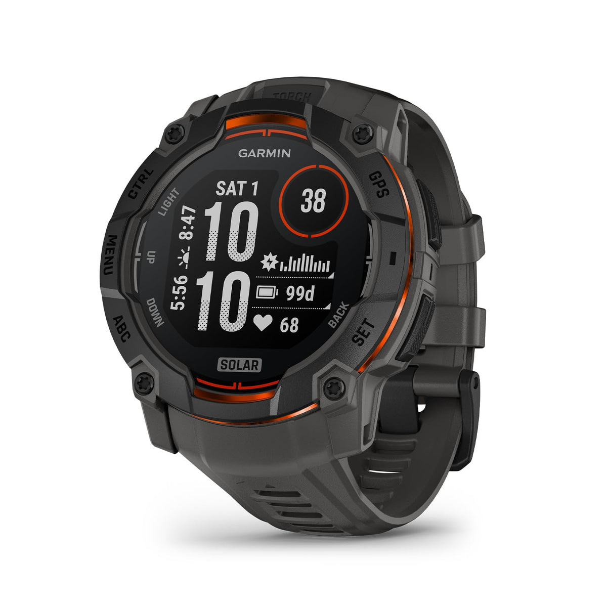 Garmin Instinct 3 50mm SOLAR – Ceas inteligent GPS pentru multisport, display de 1,1", autonomie a bateriei de până la 40 de zile, peste 80 de aplicații sportive, funcție de navigație, caracteristici inteligente, lanternă LED, rezistent la apă -