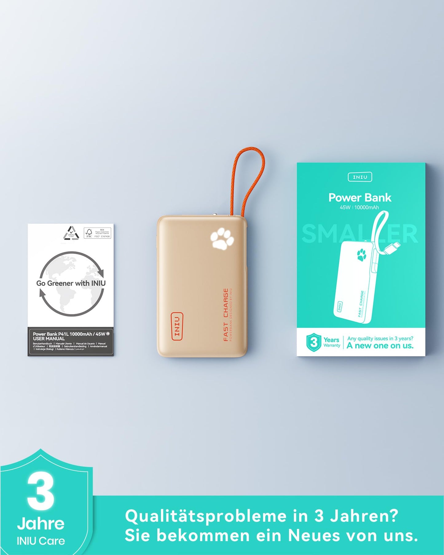 INIU Power Bank, 45W Fast Charging 10000mAh Mini Size External Cell Phone Batteries - P41L