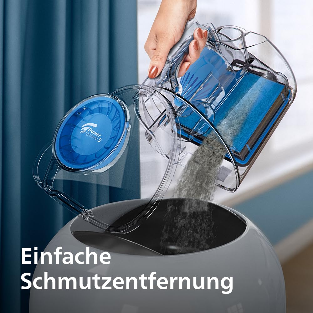 Philips PowerPro Compact vacuum cleaner - lightweight, bagless, 900 W suction power, TriActive nozzle for hard floors and carpets, allergy H13 HEPA filter, PowerCyclone 5 technology (FC9332/09)