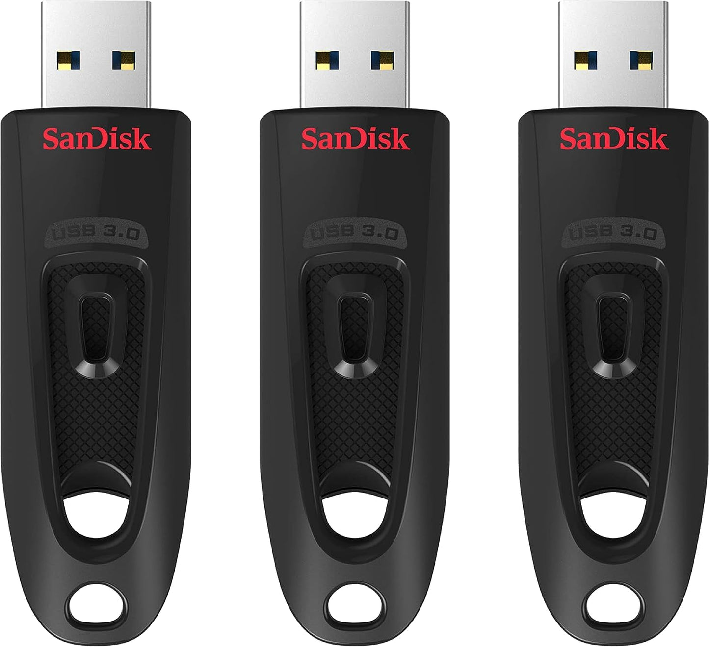 SanDisk Ultra USB 3.0 Flash Drive 64GB 3-Pack (SecureAccess Software, Password Protection, Transfer Speeds up to 130MB/s) Black - SDCZ48-064G-G46T