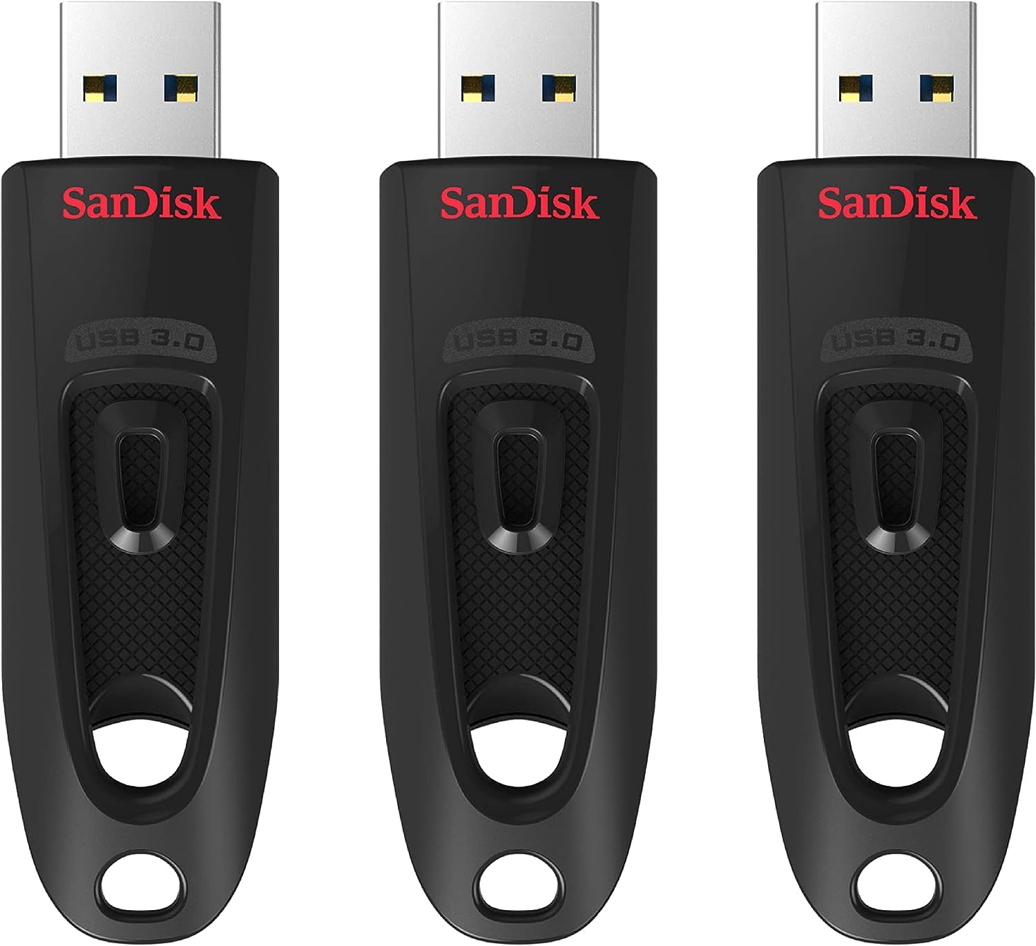 SanDisk Ultra USB 3.0 Flash Drive 64GB 3-Pack (SecureAccess Software, Password Protection, Transfer Speeds up to 130MB/s) Black - SDCZ48-064G-G46T