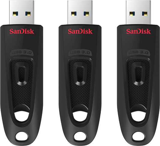 SanDisk Ultra USB 3.0 Flash Drive 64GB, pachet de 3 (software SecureAccess, protecție cu parolă, viteze de transfer de până la 130MB/s) Negru - SDCZ48-064G-G46T