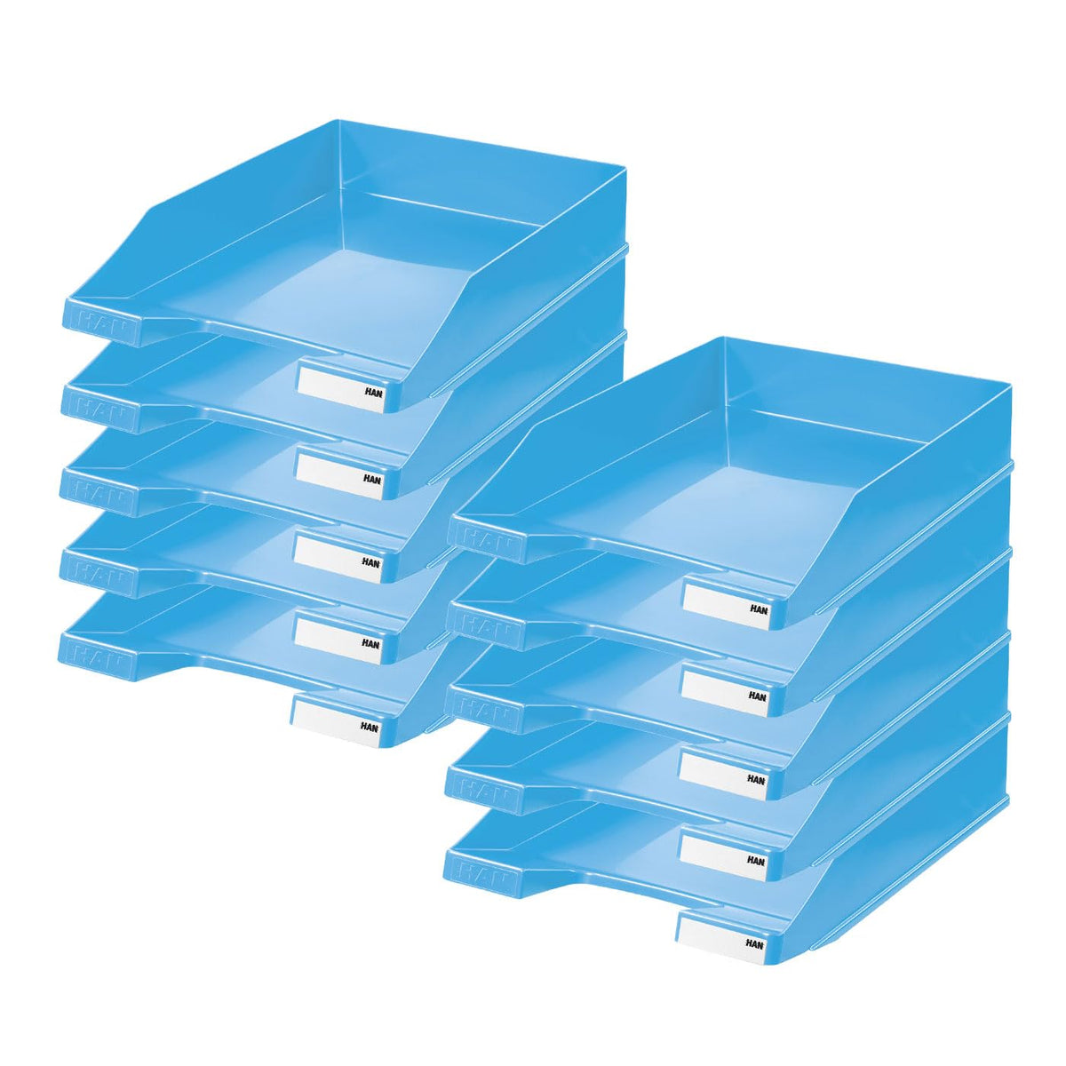 HAN Brief Tray CLASSIC, 10 PIECES Desk Organizer, Office Supplies, Storage Compartments, Office Material, Letter Basket, Document Holder, suitable for A4/C4 size, 1027-X-54, light blue