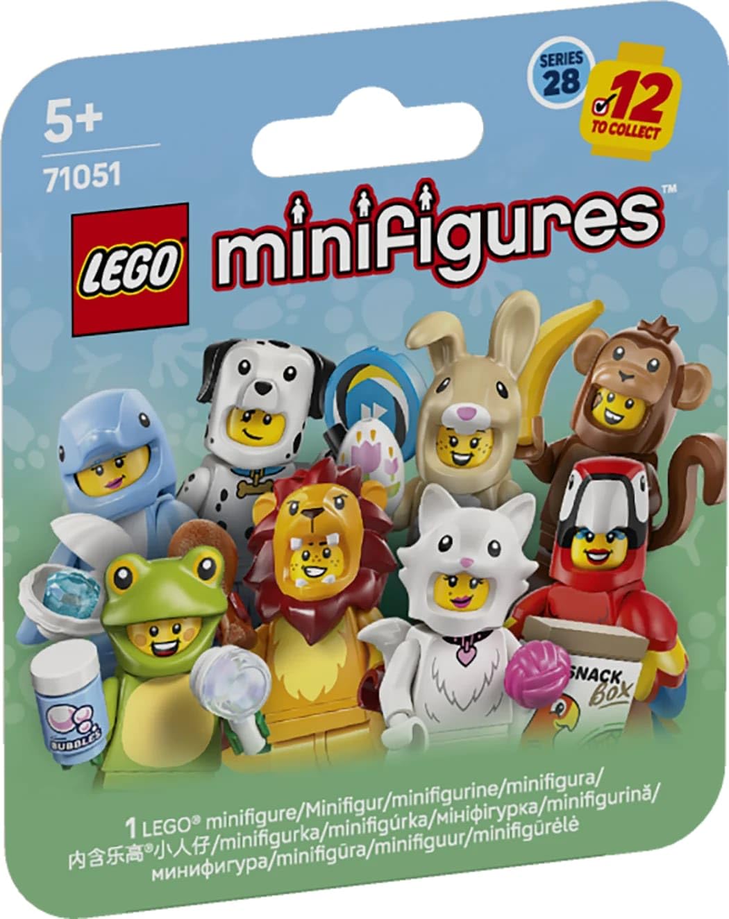 LEGO minifigures animals series 28 - surprise box - 1 of 12 collectible figures - figures including lion, bunny, cat and dolphin - children's birthday party bag for boys and girls aged 5 and over - 71051