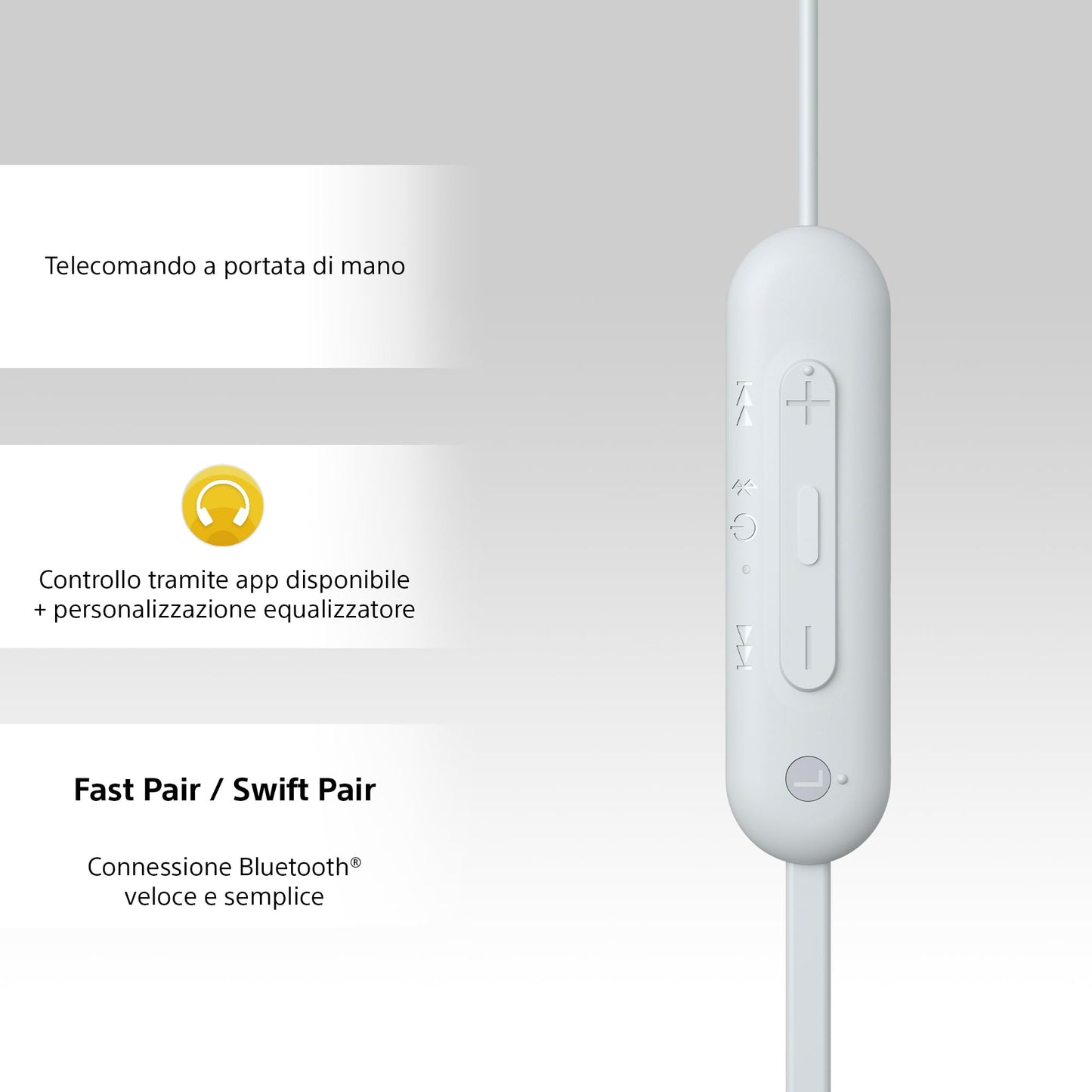 Sony wireless WI-C100 in-ear headphones (up to 25 hours of battery life, optimized for voice assistants, integrated microphone for phone calls, Bluetooth), white, small - WIC100WCE7