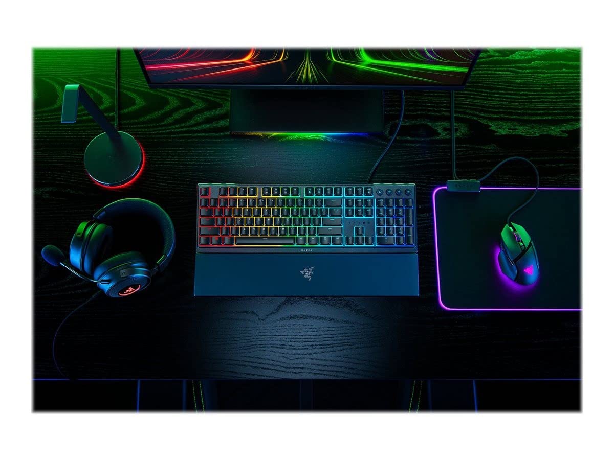 Razer Ornata V3 Gaming Keyboard (Hybrid Switch, Mecha-Membrane, UV-coated Keys, Soft Magnetic Wrist Rest, RGB Chroma), ES Design, Black - RZ03-04461100-R311