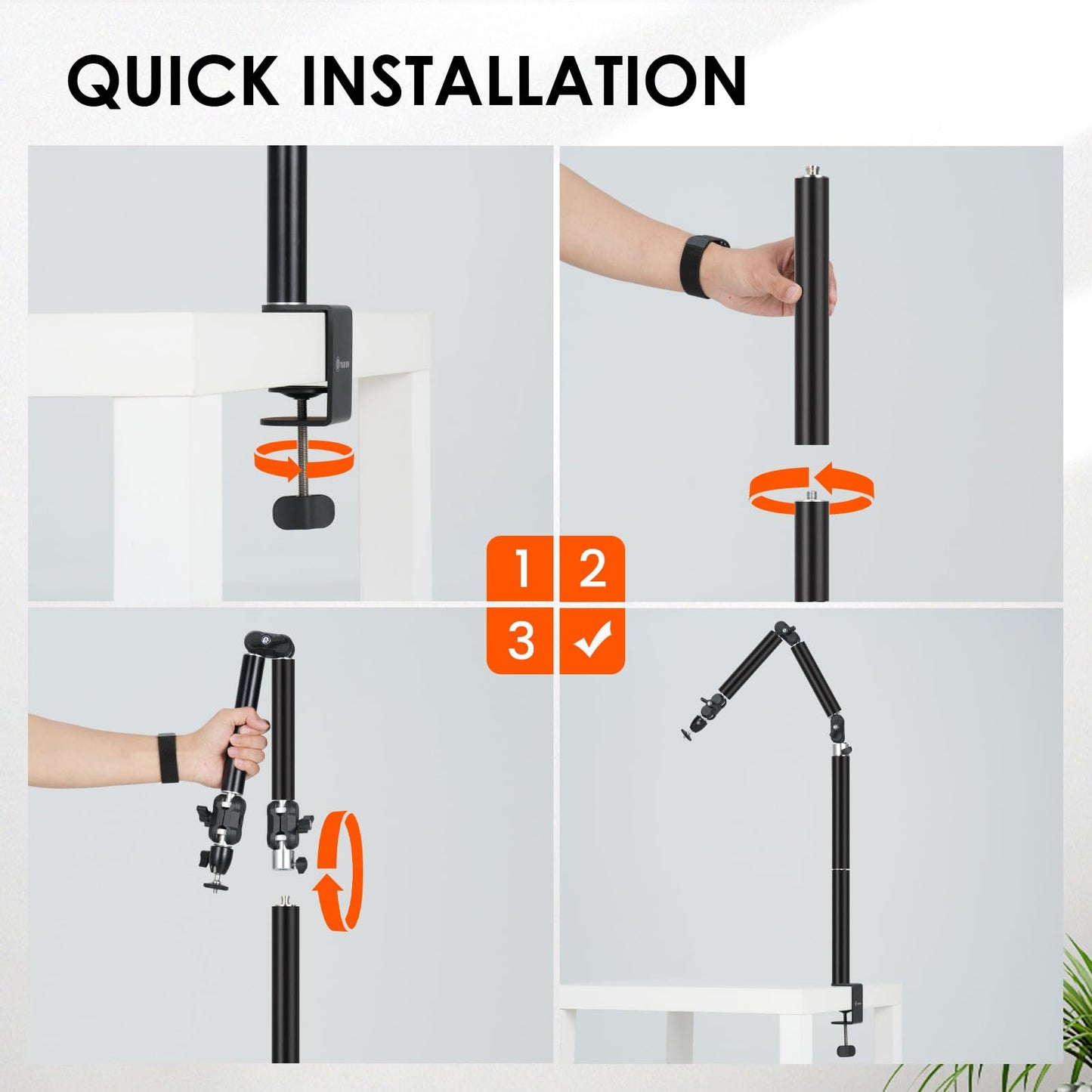 TARION Overhead Tripod Camera Table Tripod: Clamp Tripod Flexible Articulated Arm Table Mount with 1/4 Inch Screw for DSLR Cameras Ring Light Projector (L(TKA01, Improved Version)) - TKA01-L_Upgraded