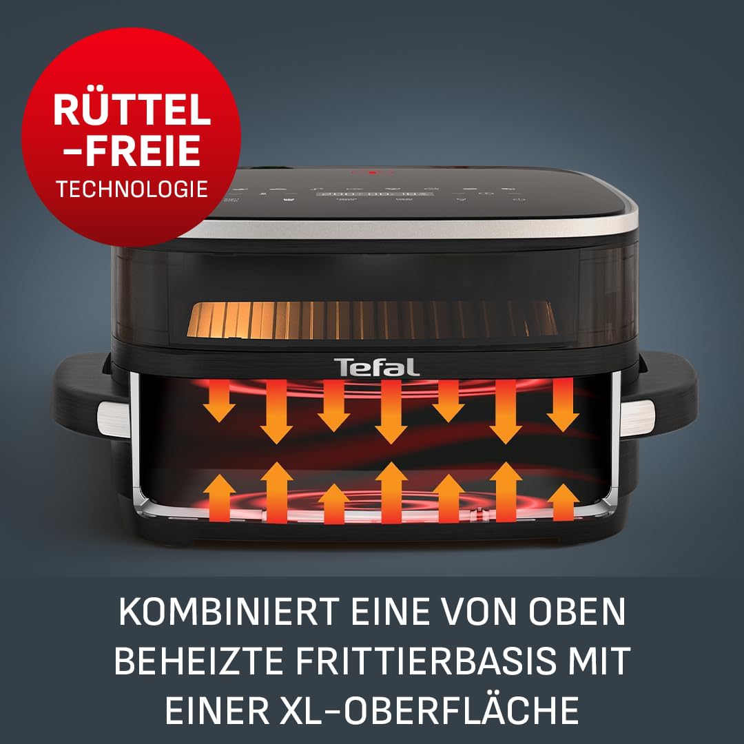 Tefal Easy Fry XL Surface hot air fryer - air fryer with viewing window & XL cooking surface (up to 1 kg), digital control panel, extra crisp, energy efficient & fast, non-stick, compact, pizza oven FW4018 - FW4018E0