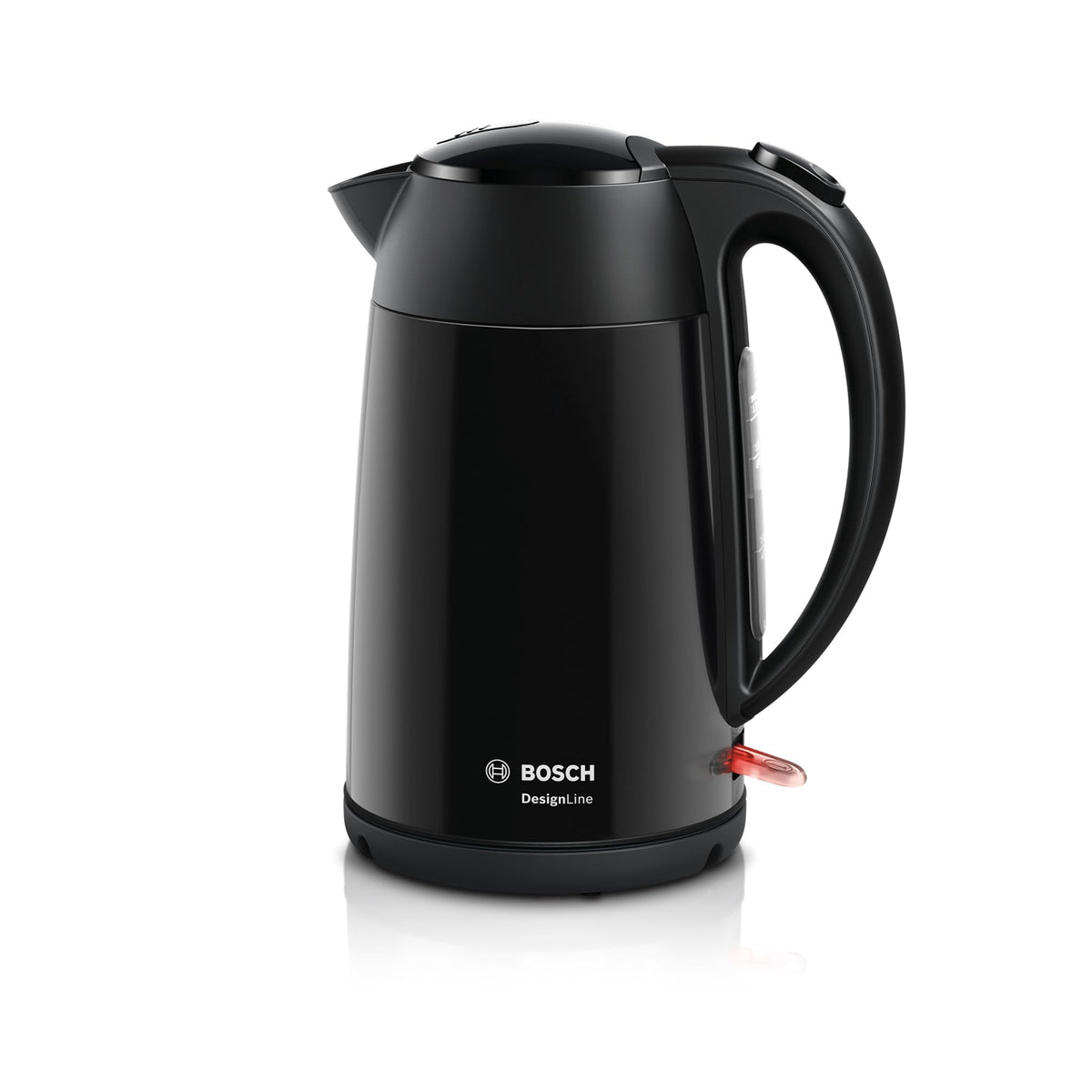 Bosch cordless kettle DesignLine TWK3P423  
 DesignLine cordless kettle, spill-free pouring, cup indicator, water level indicator, overheating protection, 1.7 L, 2400 W, black