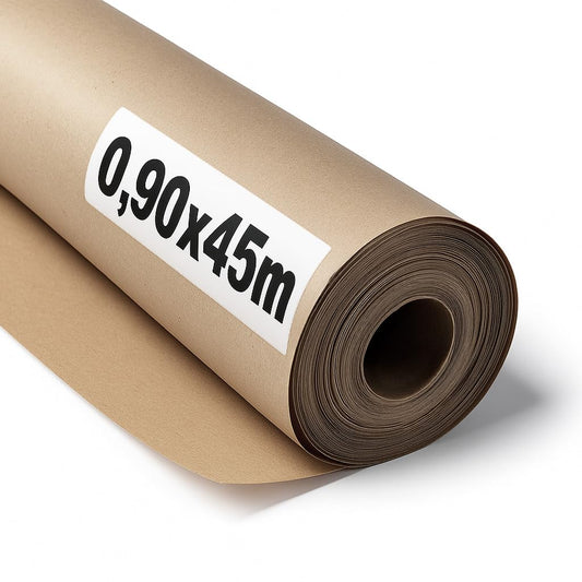 OFITURIA natural brown kraft paper 70 g/m² - roll 0.90x45 m - pack of 3 rolls - recycled paper for packaging, crafts and decoration - tear-resistant - suitable for acrylic and oil paints - COM620