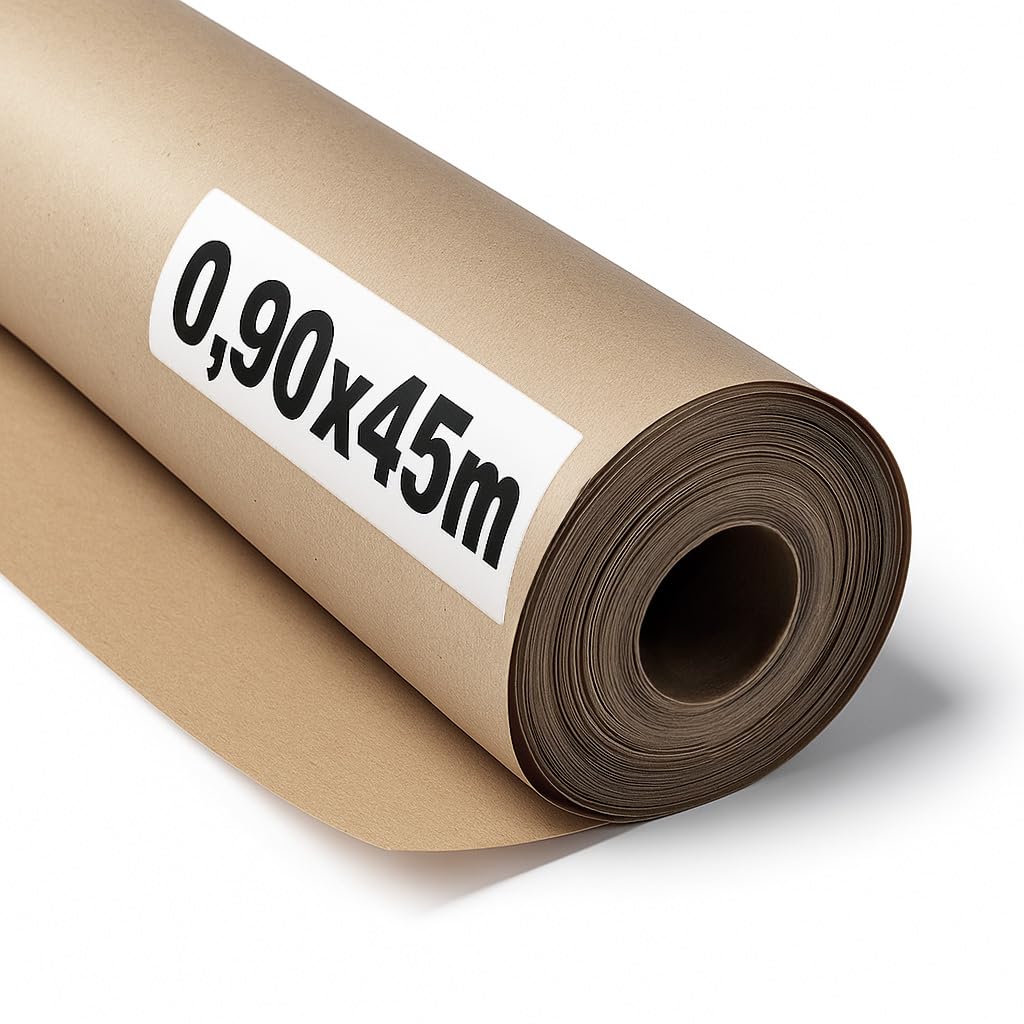 OFITURIA natural brown kraft paper 70 g/m² - roll 0.90x45 m - pack of 6 rolls - recycled paper for packaging, crafts and decoration - tear-resistant - suitable for acrylic and oil paints - COM620