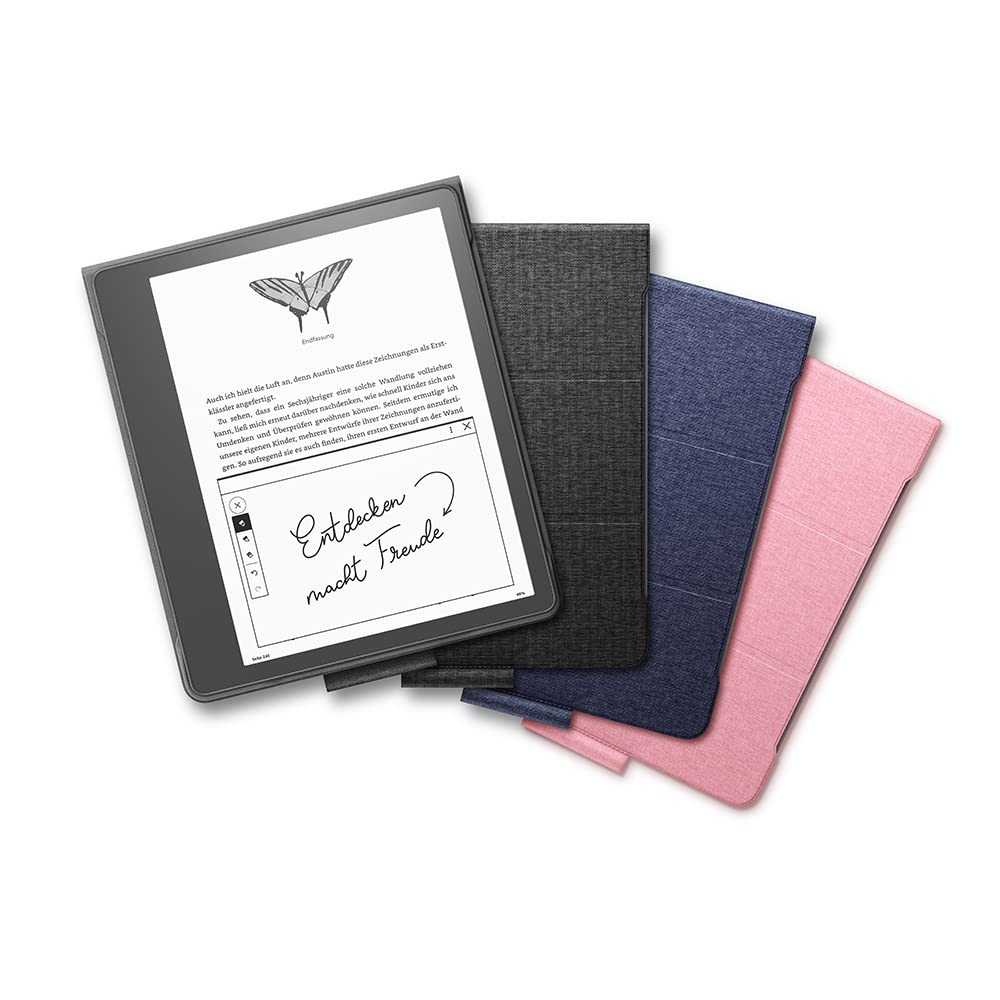 Amazon Kindle Scribe Flip Case with Magnetic Attachment | slim, lightweight design | (only suitable for Amazon Kindle Scribe), fabric, denim blue - 53-100075