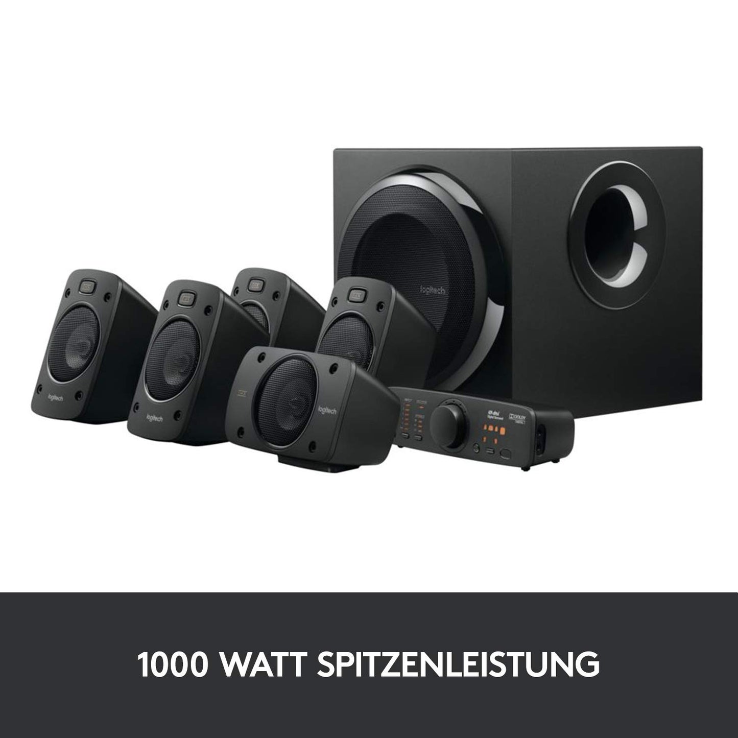 Logitech Z906 5.1 Sound System, speakers with 1000 watt surround sound, THX, multiple audio inputs, remote control, EU plug, PC/PS4/Xbox/stereo system/TV/smartphone/tablet - black - 980-000468