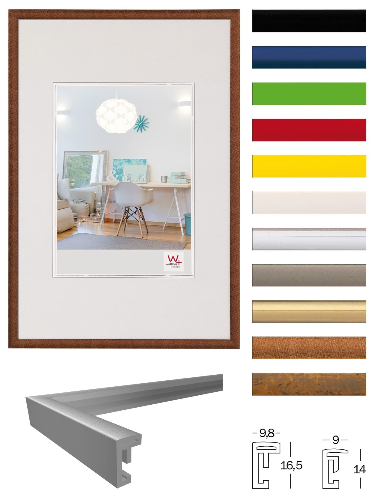 walther design picture frame blue 70 x 100 cm New Lifestyle plastic frame KV100L