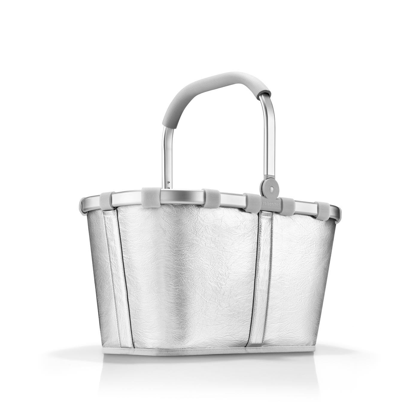 reisenthel carrybag silver crackle – Stable shopping basket with lots of storage space and practical inner pocket – Elegant and water-repellent design - BK7088