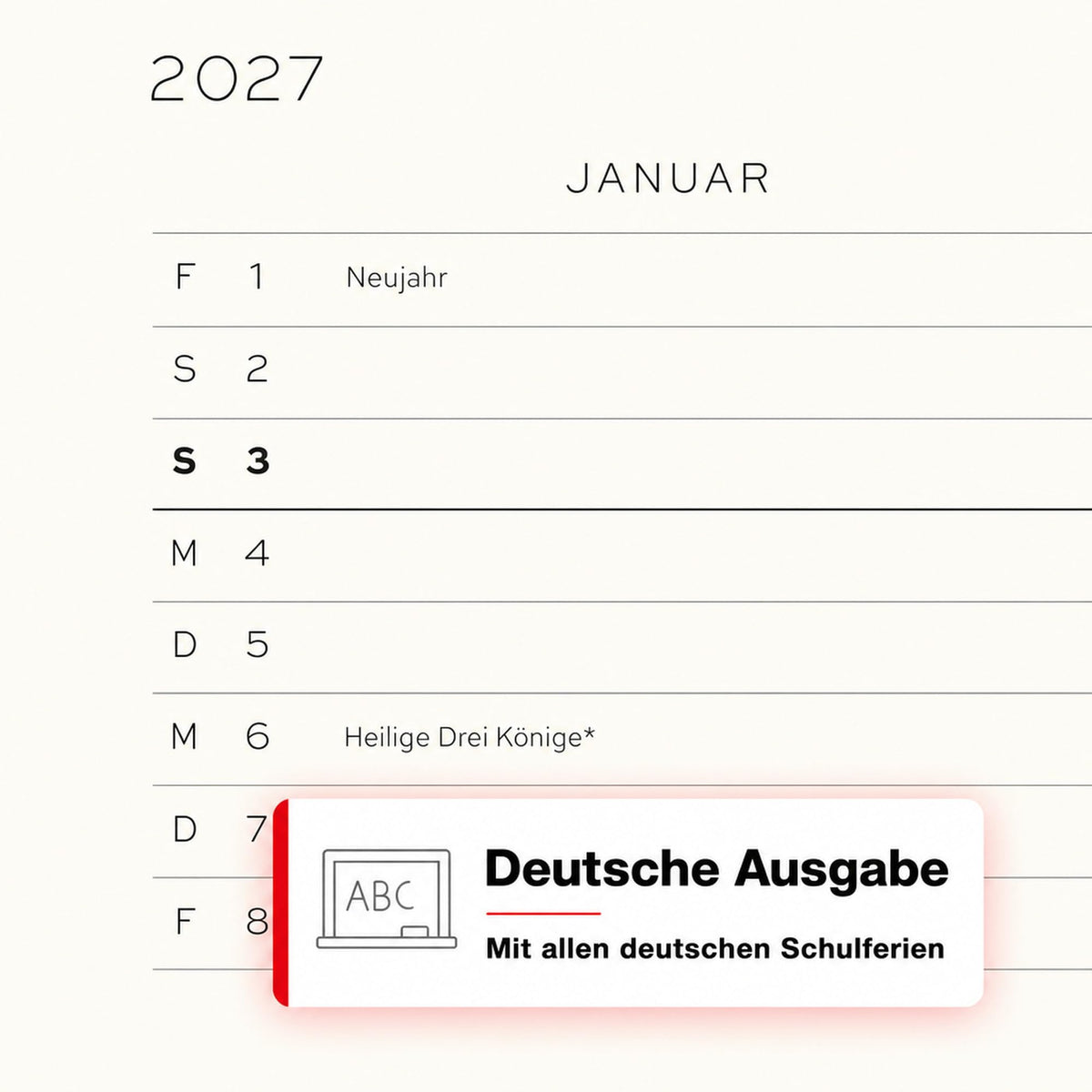 LEUCHTTURM1917 Daily Calendar 2027 Medium (A5) - German, Indigo, 145 x 210 mm, January-December (12 months), 1 page per day, hourly grid 7:00-22:00, hardcover, 80 g/m² paper - 400163