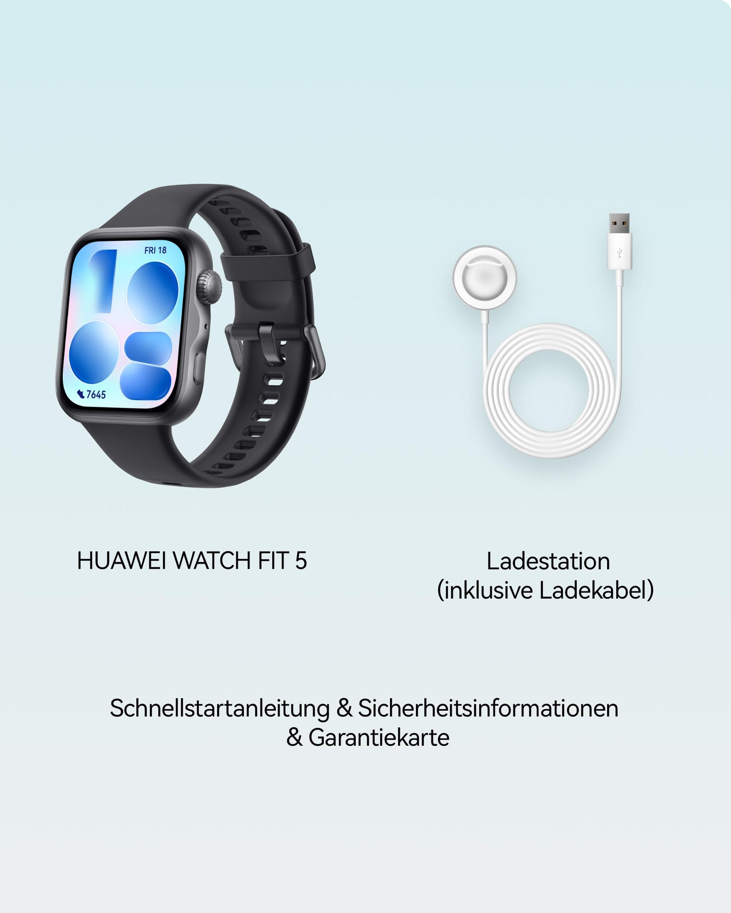 HUAWEI WATCH FIT 5 Smartwatch, GPS, 1.82″ display, sports watch with sleep tracker, NFC payment, fall detection, health management, up to 10 days battery, 5 ATM, for iOS & Android, 100+ workouts, black - Niki-B19F