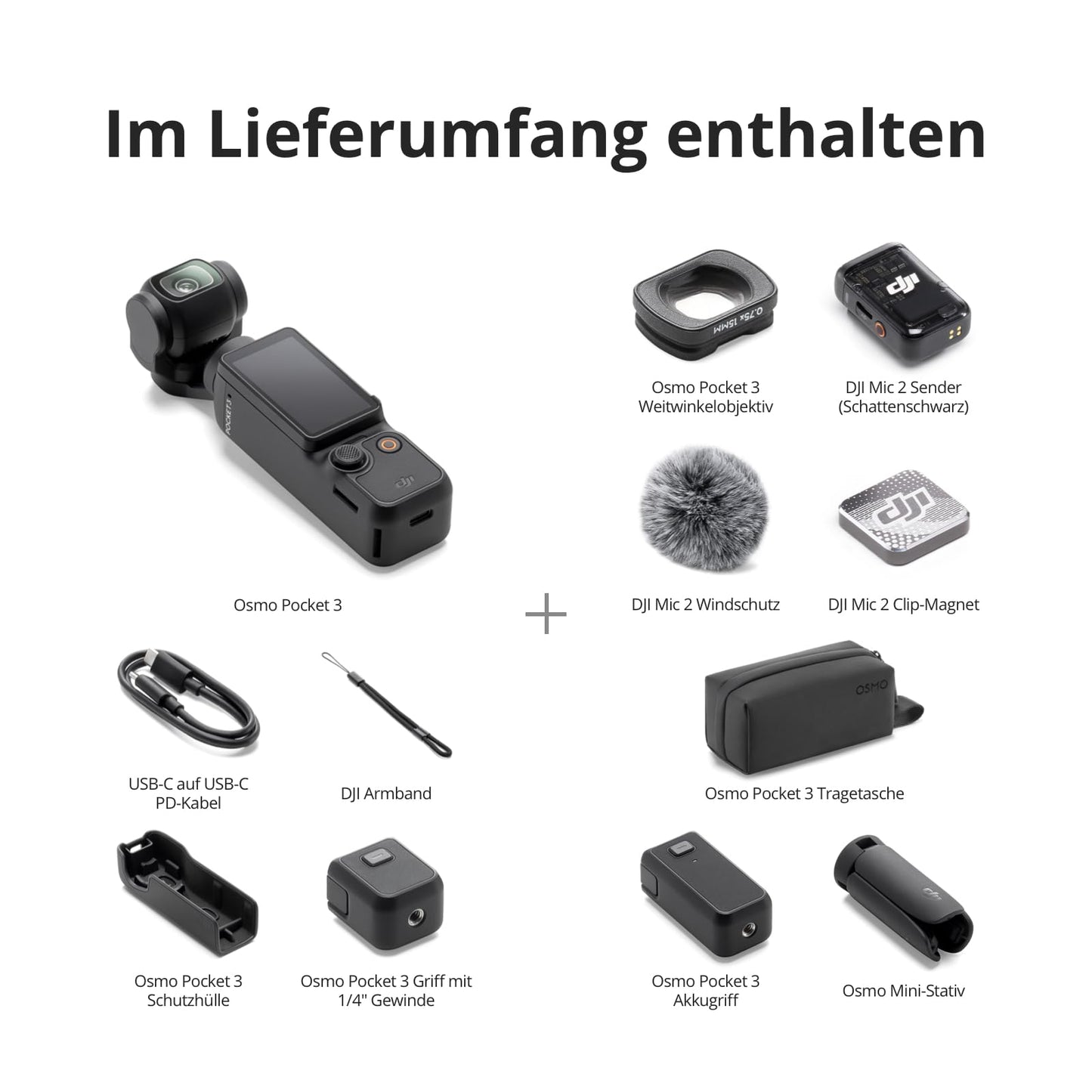 DJI Osmo Pocket 3 Creative Combo, vlog camera 4K with 1-inch CMOS and 4K/120 fps video, 3-axis stabilization, digital camera, fast focusing, including microphone for clear sound, YouTube - 6941565969903