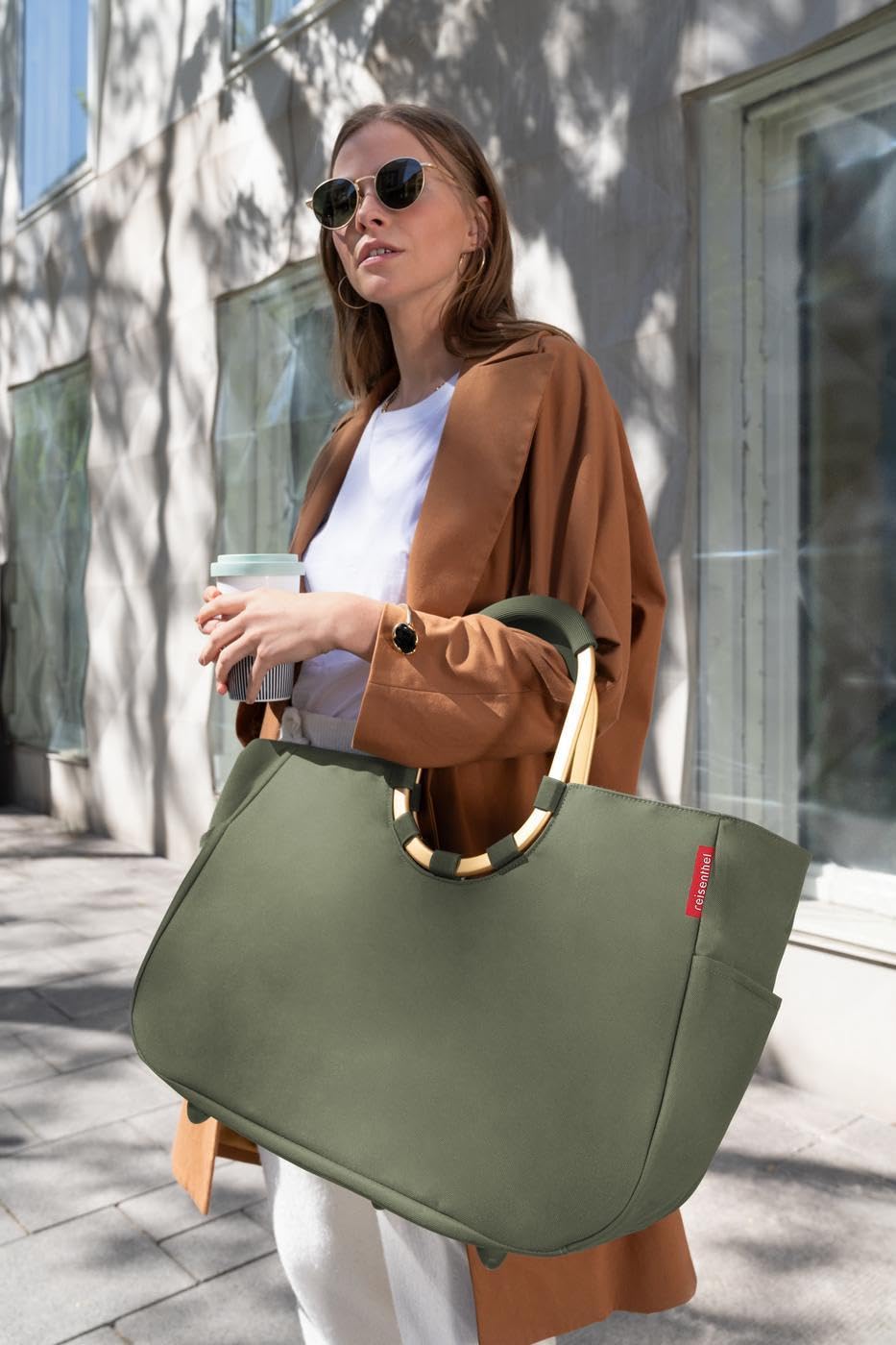 reisenthel loopshopper L forest gold – sturdy bag with practical compartments made from recycled PET bottles – charming and water-repellent design - OR5054