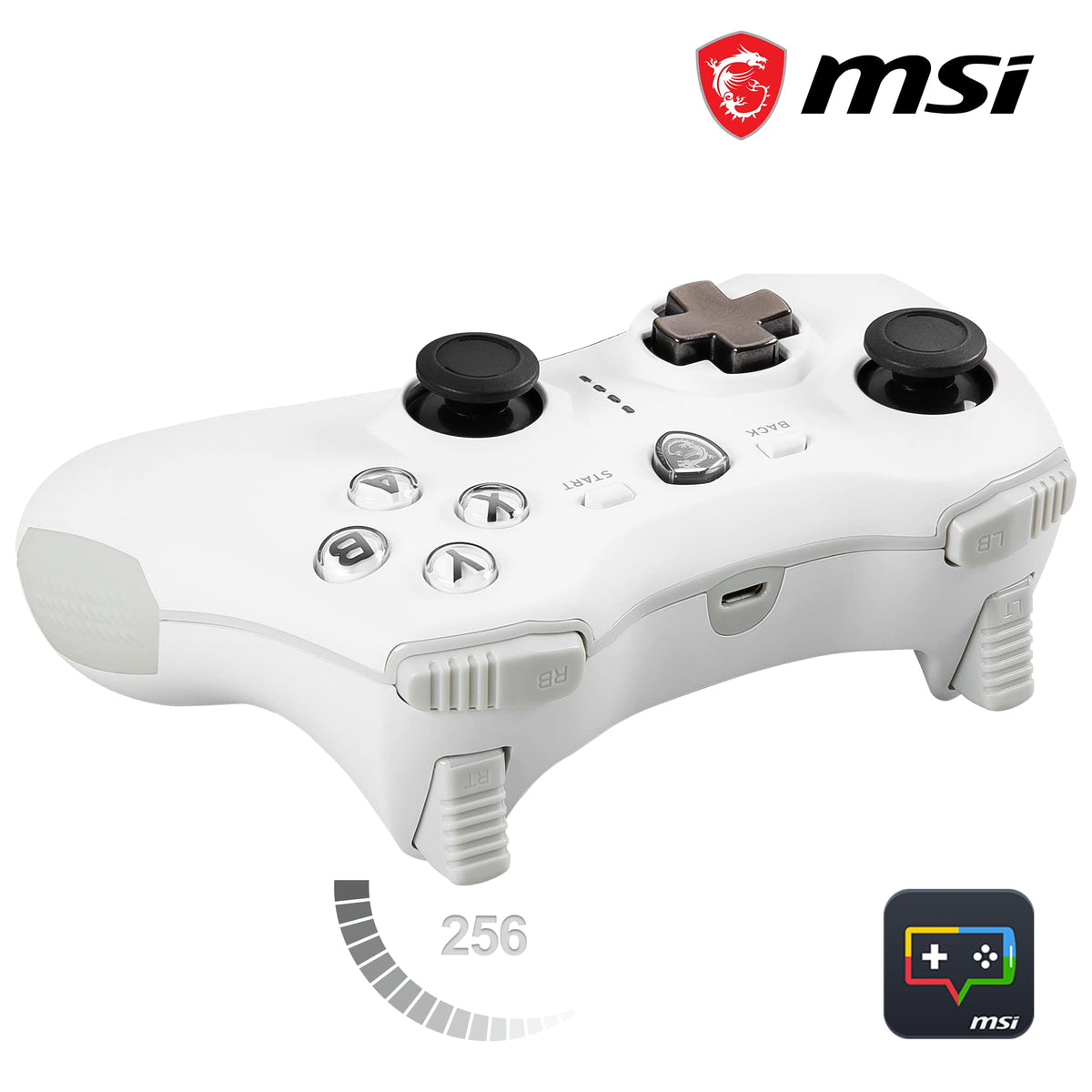 MSI Force GC20 V2 White Controler pentru PC cu fir - capace D-Pad interschimbabile, două motoare de vibrație, USB 2.0 - alb, cu fir - S10-04G0020-EC4