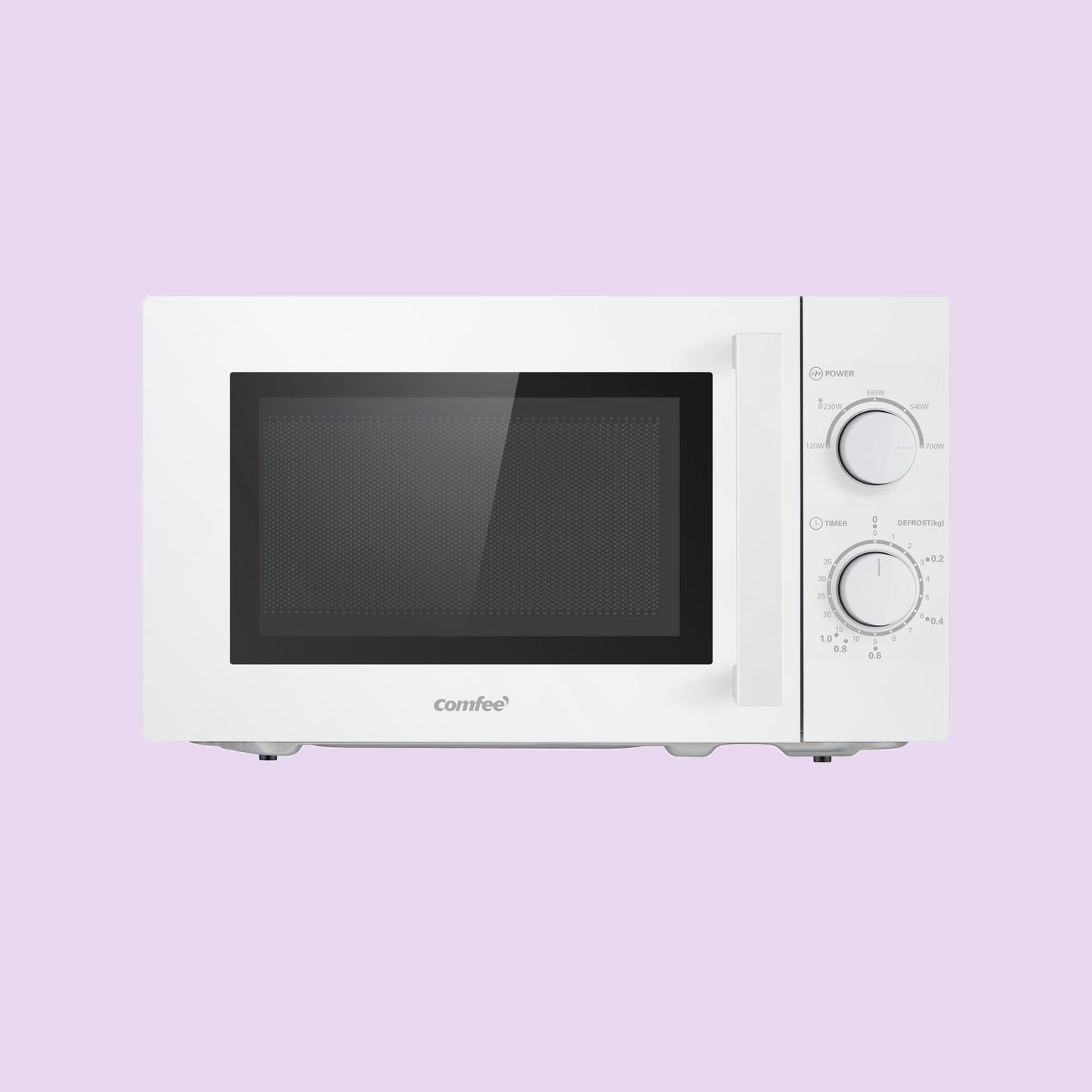 Comfee CMSN 20 wh microwave / solo microwave with 5 power levels / interior lighting / easy defrost / 360° turntable / two rotary controls / 20L / 700W / white, mechanical