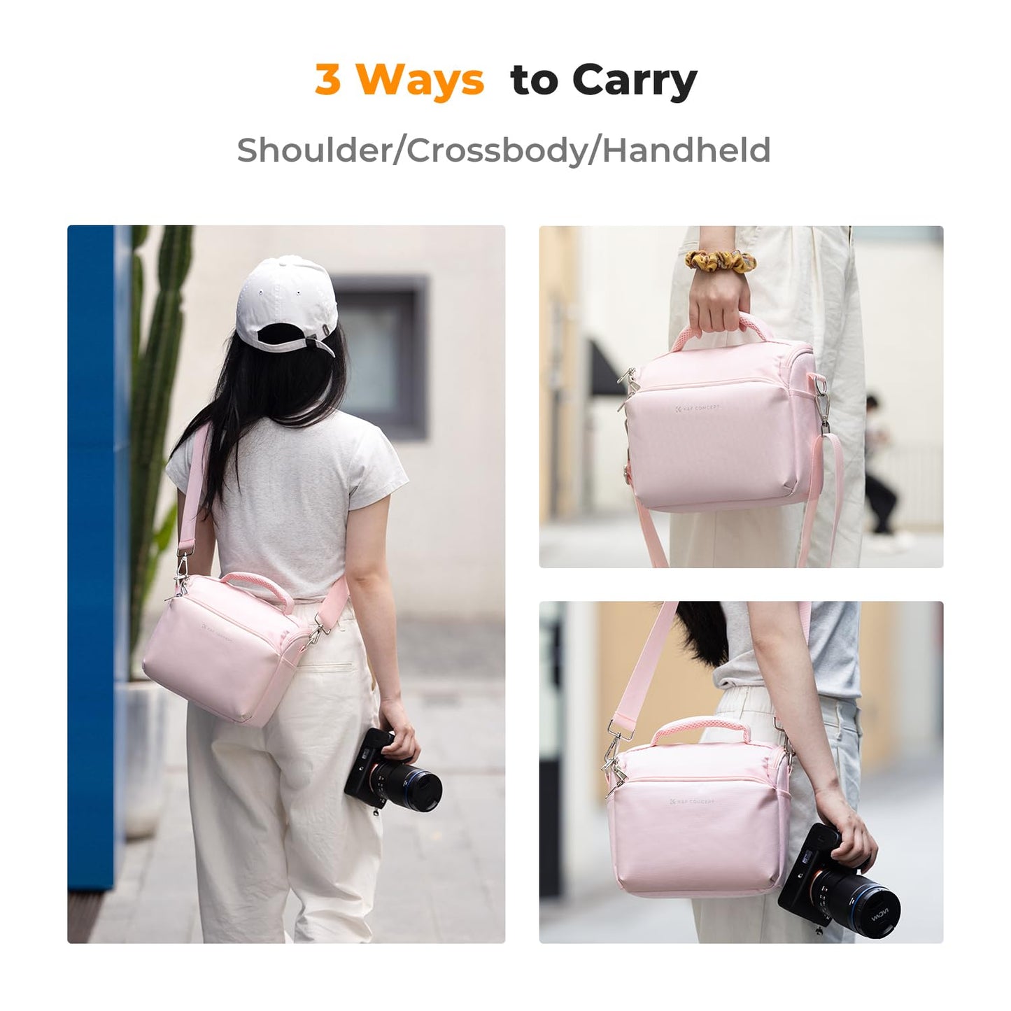 K&F CONCEPT Camera Backpack Camera Bag, SLR Bags Shoulder Bag, Camera Bag Liner Bag, Photo Bag for Photographers Suitable for Daily Use (Pink) - JPKF13.179V2US