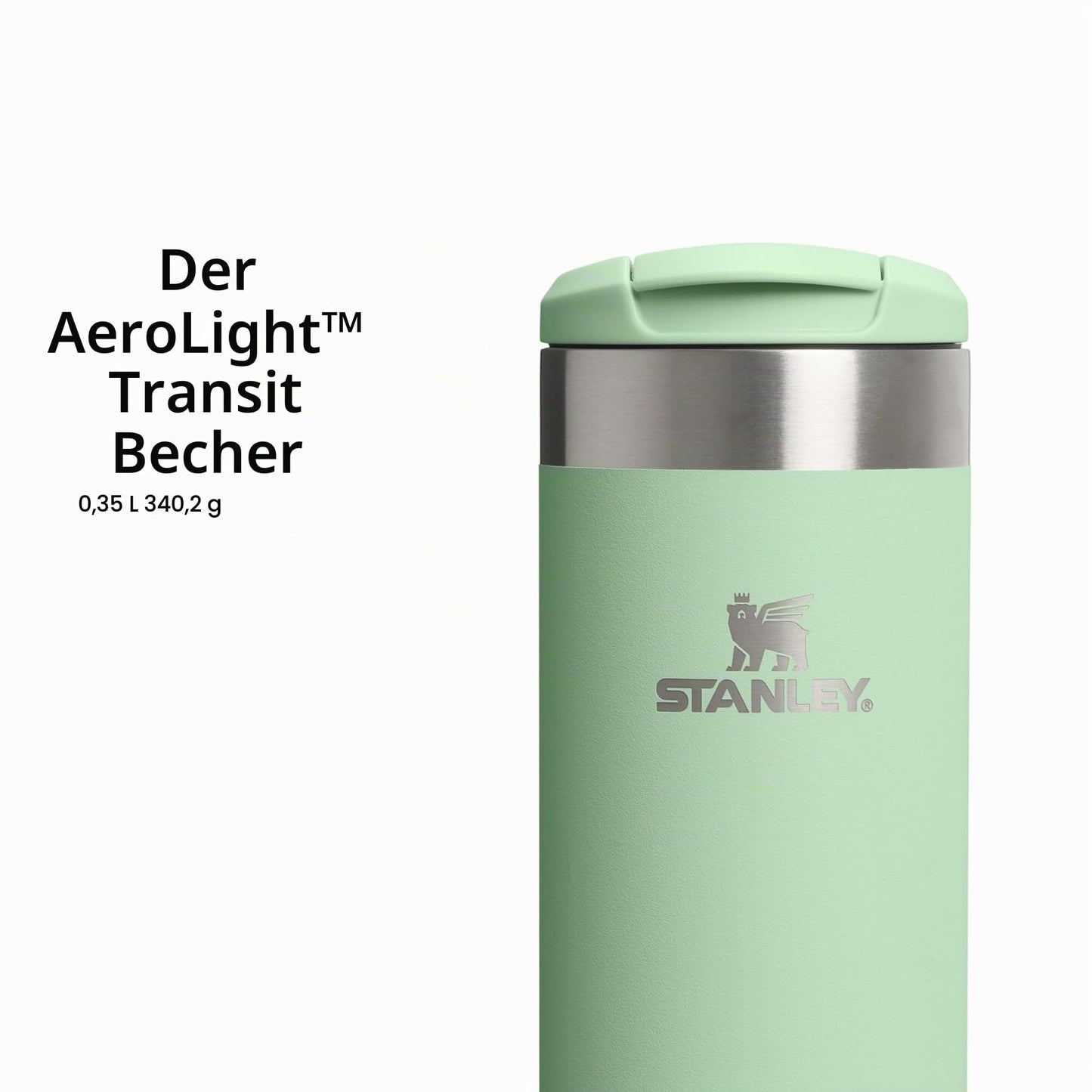 Stanley 1913 Aerolight Transit Thermo Mug 0.35L - Keeps Hot for 4 Hours - Dishwasher Safe - Coffee Mug To Go Leak-Proof - Compatible with Common Car Drink Holders - Pistachio - 100000111669